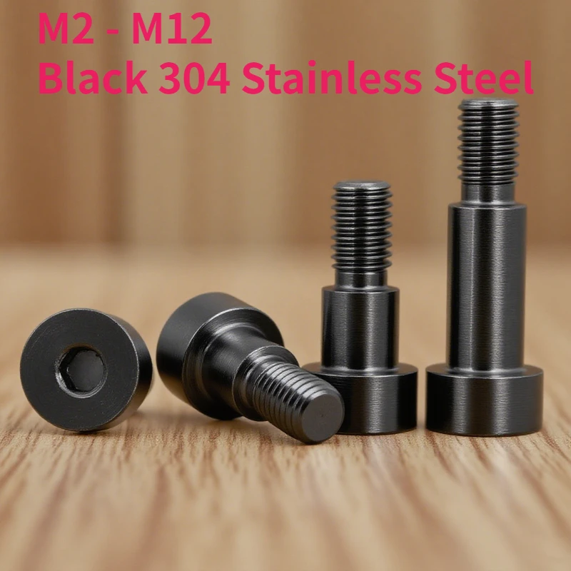 M2 M2,5 M3 M4 M5 M6 M8 M10 M12 Schwarz 304 Edelstahl Sechskant Innensechskant Kopf Rollenlager Schulterschraube Inbusschraube Image