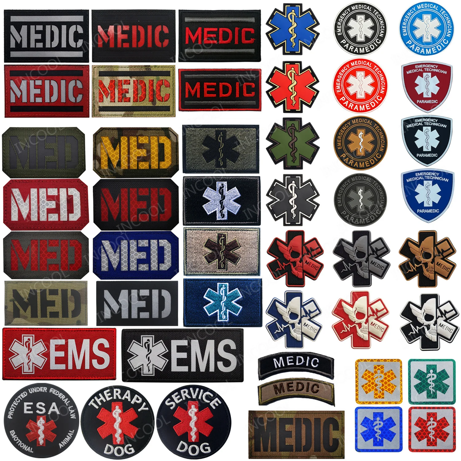 Infrarot IR Reflektierende Medic EMS EMT MED Rettungssanitäter MEDIC Patches Applikationen Erste Hilfe PVC Glow In Dark Notfallrettung Star Life Image