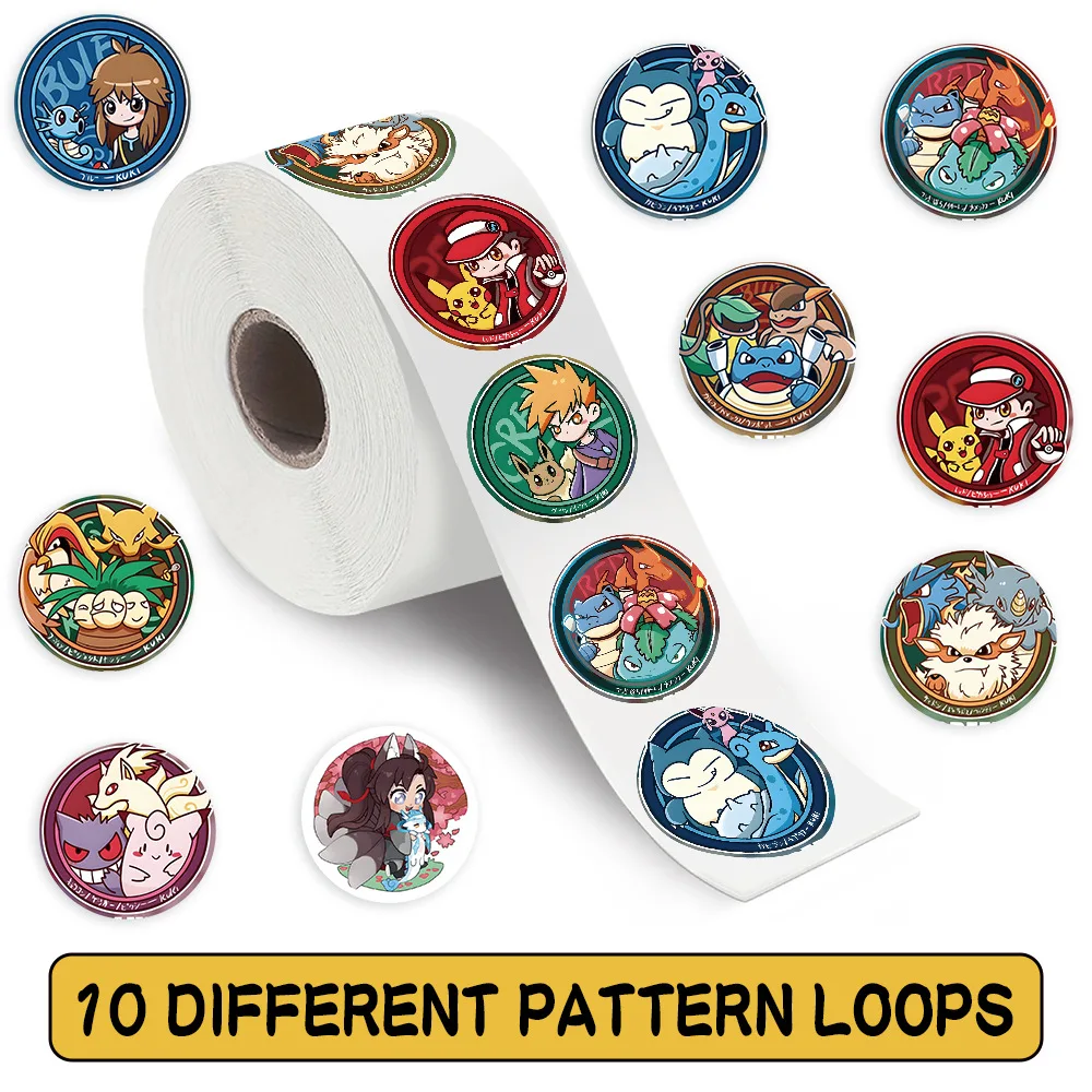 500 teile/rolle Pokémon Cartoon Runde Karte Aufkleber DIY Skateboard Laptop Gitarre Telefon Siegel Label Aufkleber Dekoration Aufkleber Image