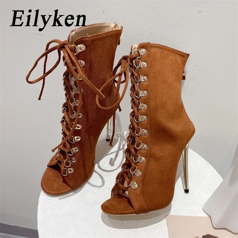 Eilyken Sexy Mode Niet Ankle Strap Frauen Boot Komfort Hohe Qualität Dünne Fersen Offene spitze Tanzen Sandalen frauen Schuhe