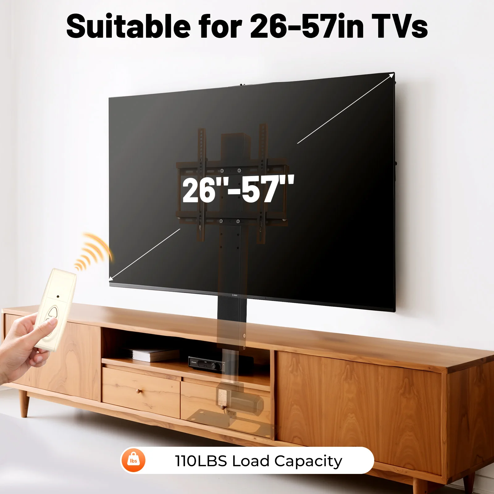 700 mm TV-Lift, motorisierte 24-V-TV-Halterung, 110 Pfund belastbar, höhenverstellbar, 38,58–66,14 Zoll, für 26–57 Zoll LCD-LED-Oled-Plasma