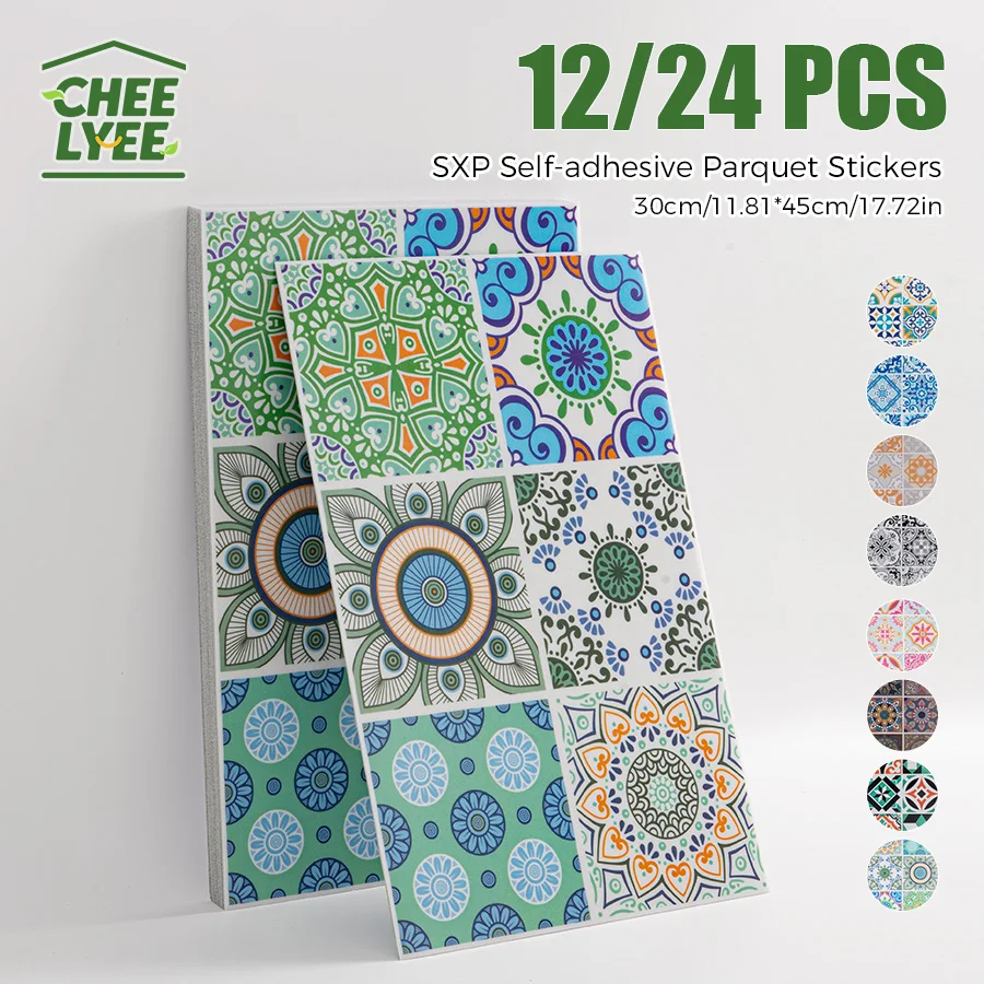 12/24 Stück selbstklebende Sxp-Wandaufkleber, selbstklebende Parkett-Wandaufkleber, Retro-Wandaufkleber mit französischem Parkett, selbstklebende Bodenaufkleber für Zuhause, Café, Folk, individuelle