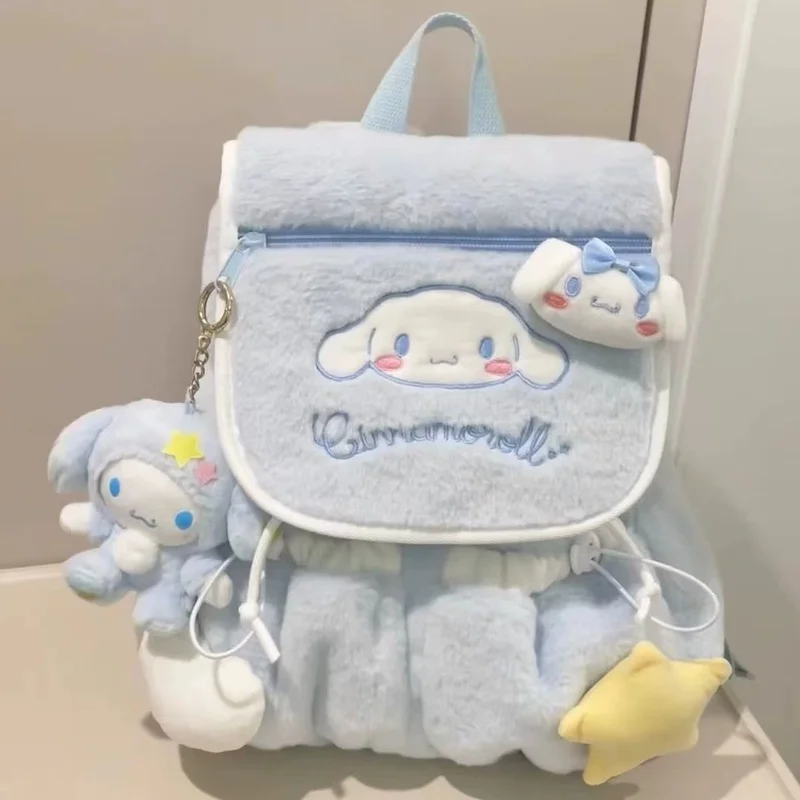 Animation Sanrio Hello Kitty Cinnamoroll Cartoon Große Kapazität Plüsch Rucksack Kawaii Tragbare Reise Lagerung Schultasche Geschenk