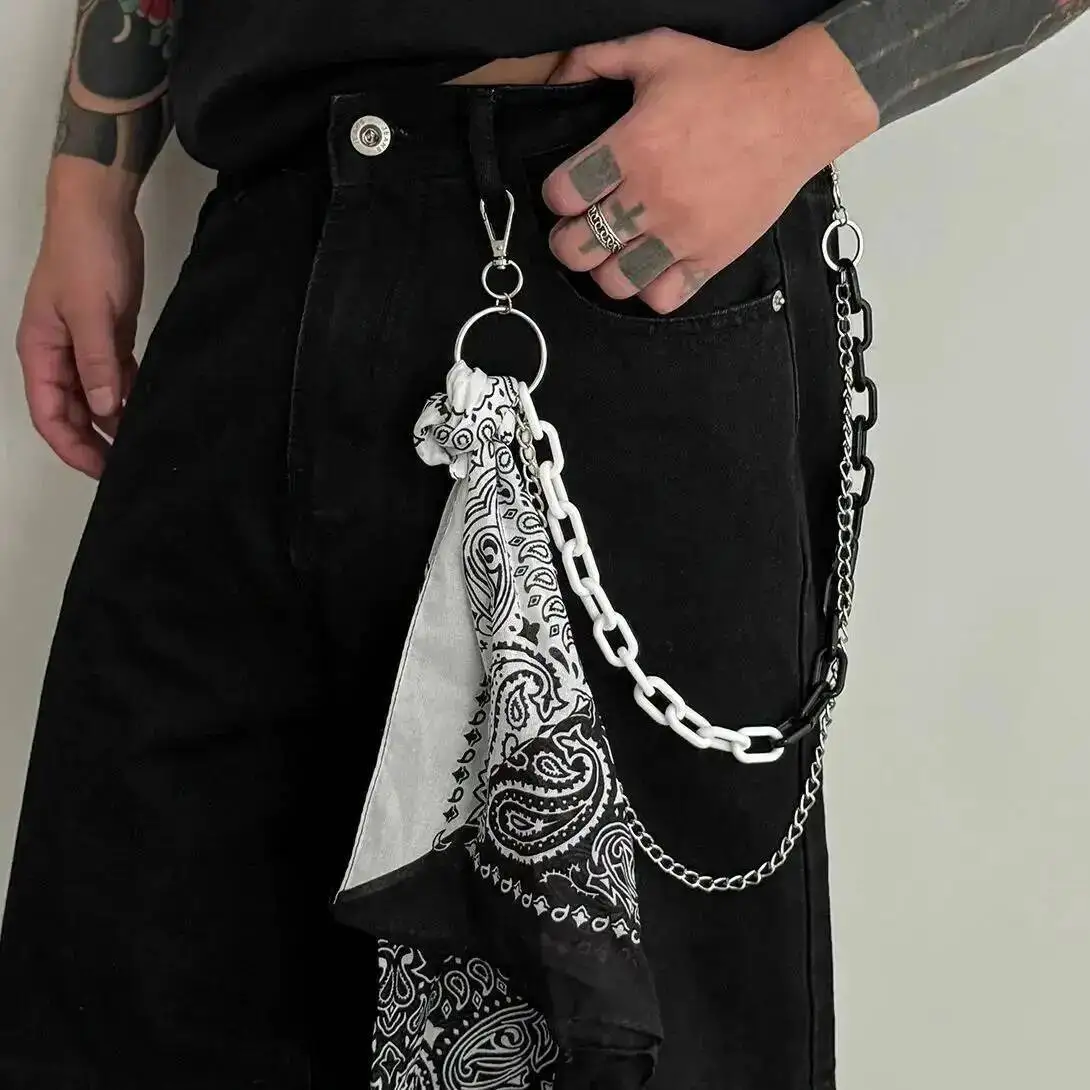 Ingemark Vintage Trendy Band Quadrat Schal Schlüsselbund Hosen Kette Männer Hip Hop Acryl Dicke Kette Jeans Kette Neue Paar Schmuck