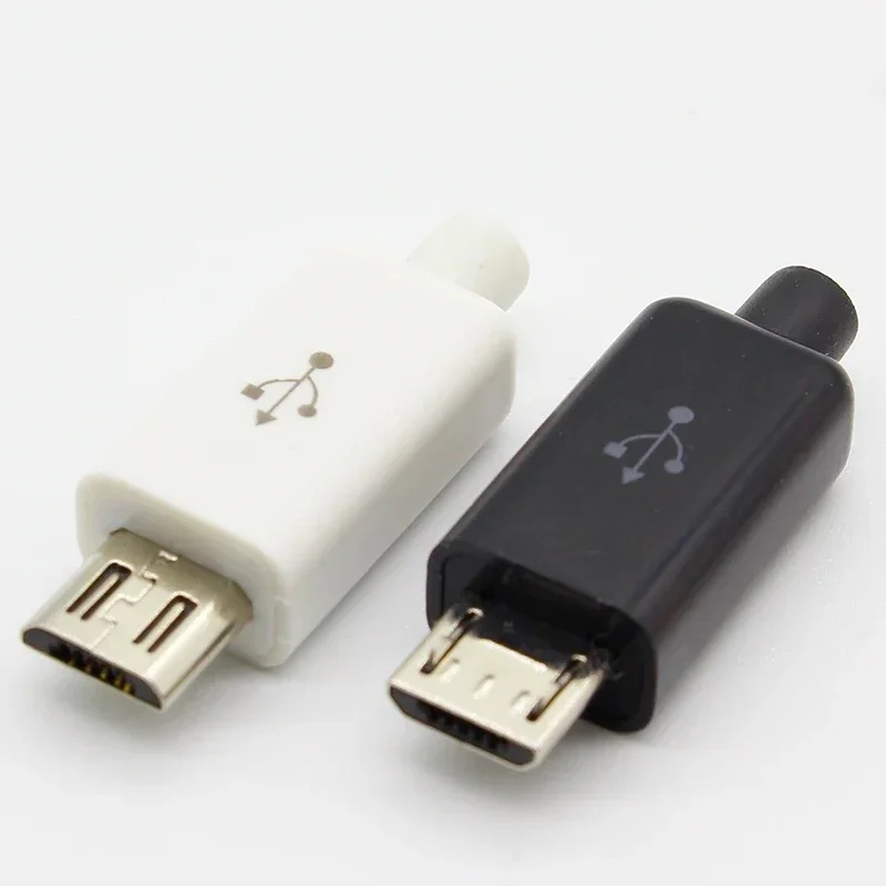 5/10 stücke Micro USB 5PIN Schweißen Typ Stecker Anschlüsse Ladegerät 5P USB Schwanz Lade Buchse 4 in 1 Weiß Schwarz Image