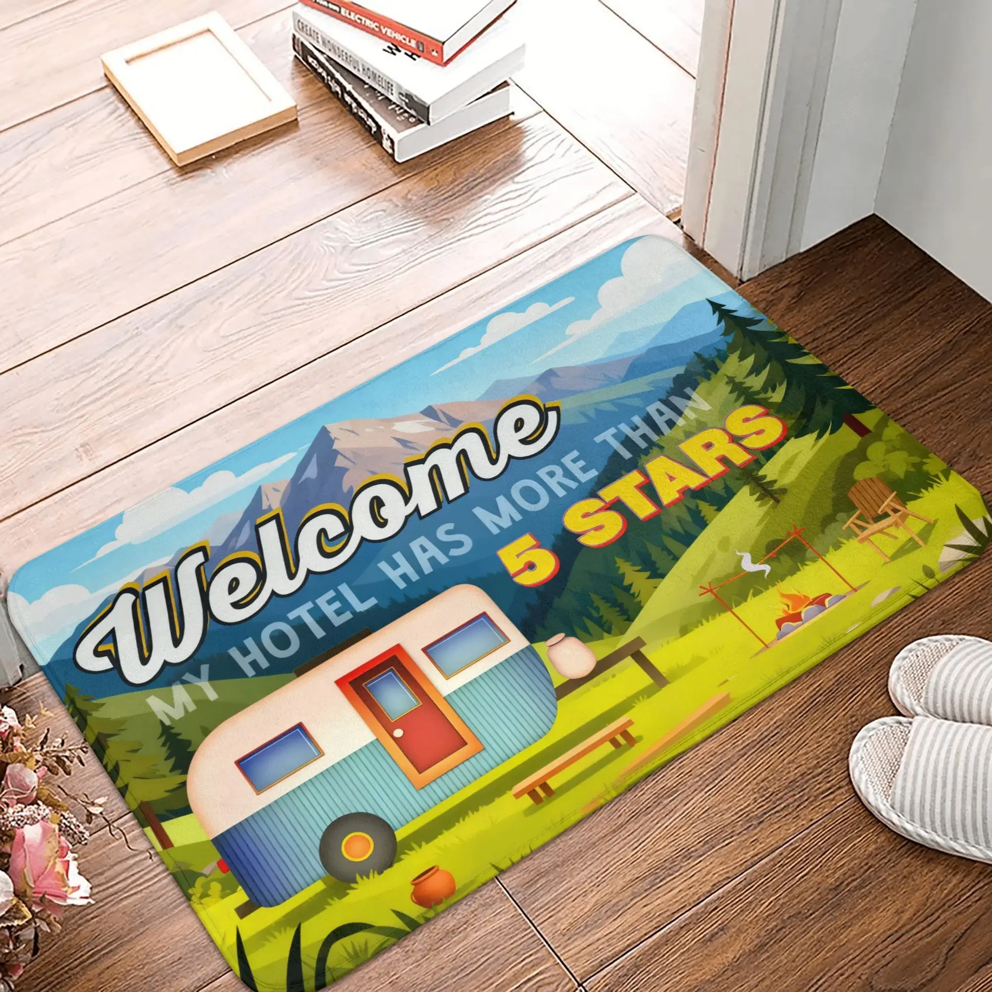 RV Camping Thema Dekor Matte für RV Camping Liebhaber Eingangsbereich Outdoor Wohnzimmer Camping Balkon Freizeit Haus rutschfest langlebig Image