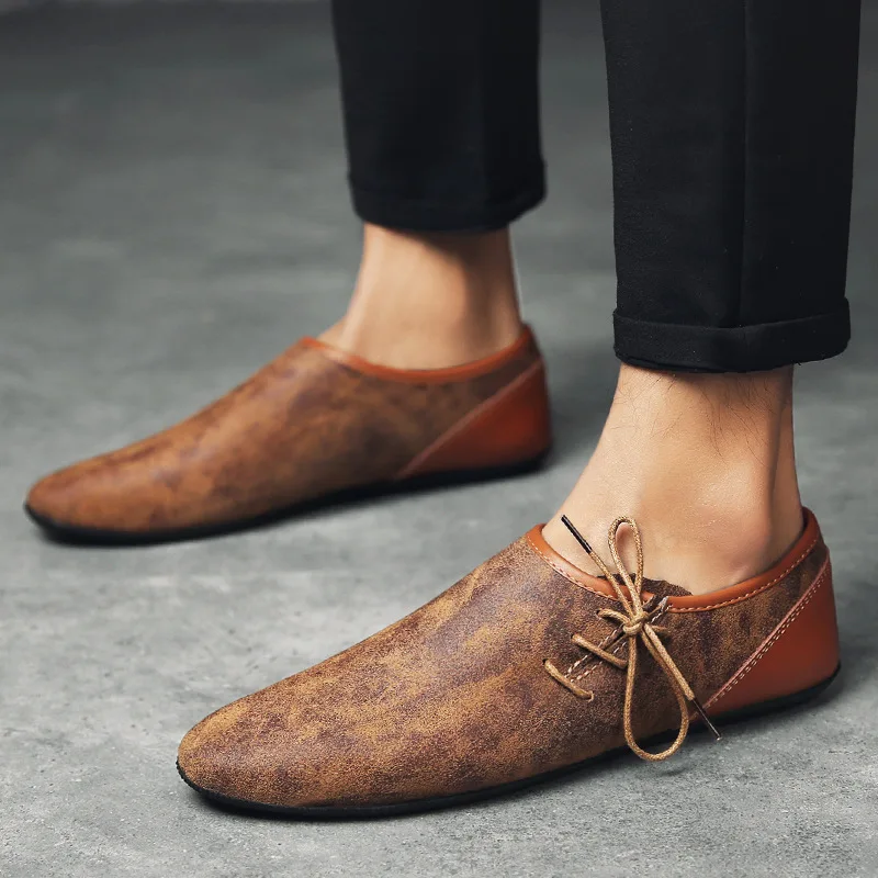 Klassische Herren-Slipper, modisch, lässig, zum Schnüren, leicht, bequem, für Reisen, Business, Lederschuhe, Größen 38–44, Herrenschuhe