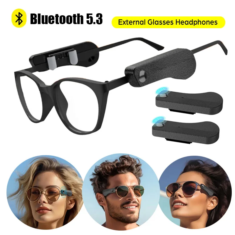 Cuffie stereo wireless Bluetooth 5.3 con microfono per occhiali esterni Cuffie con riduzione del rumore Cuffie touch per chiamate in vivavoce
