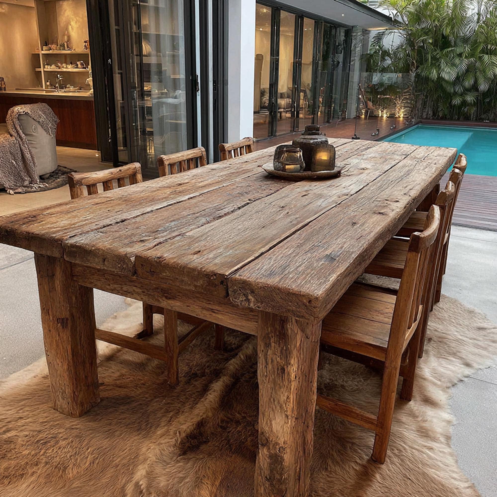 Tavolo da pranzo in noce fatto a mano - Tavolo da cucina in legno massello - Tavolo da pranzo in noce fatto a mano in stile rustico moderno da fattori