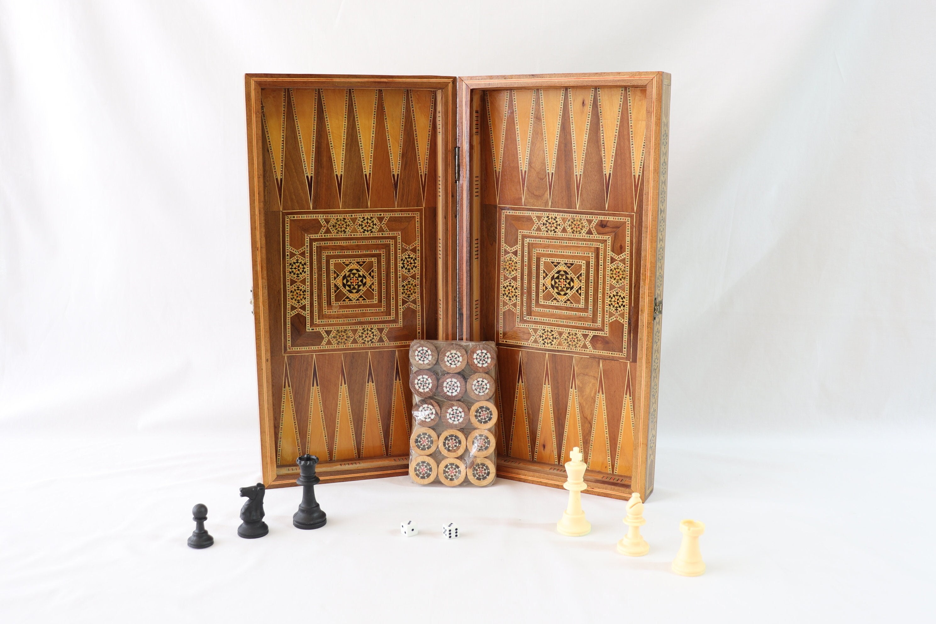 Set di backgammon in legno, set di scacchi in legno, set di scacchi fatto a mano, set di backgammon fatto a mano, scacchi grandi, backgammon grande, g