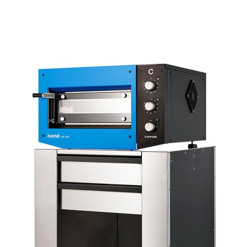 Cuppone Home HE 400 Pizzaofen für für Zuhause oder Profi - 1 Kammer: Cordierit Stein / Blau / Manuel Image