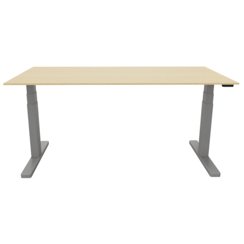 Schreibtisch elektrisch höhenverstellbar, 180x80cm, ahorn/silber Image