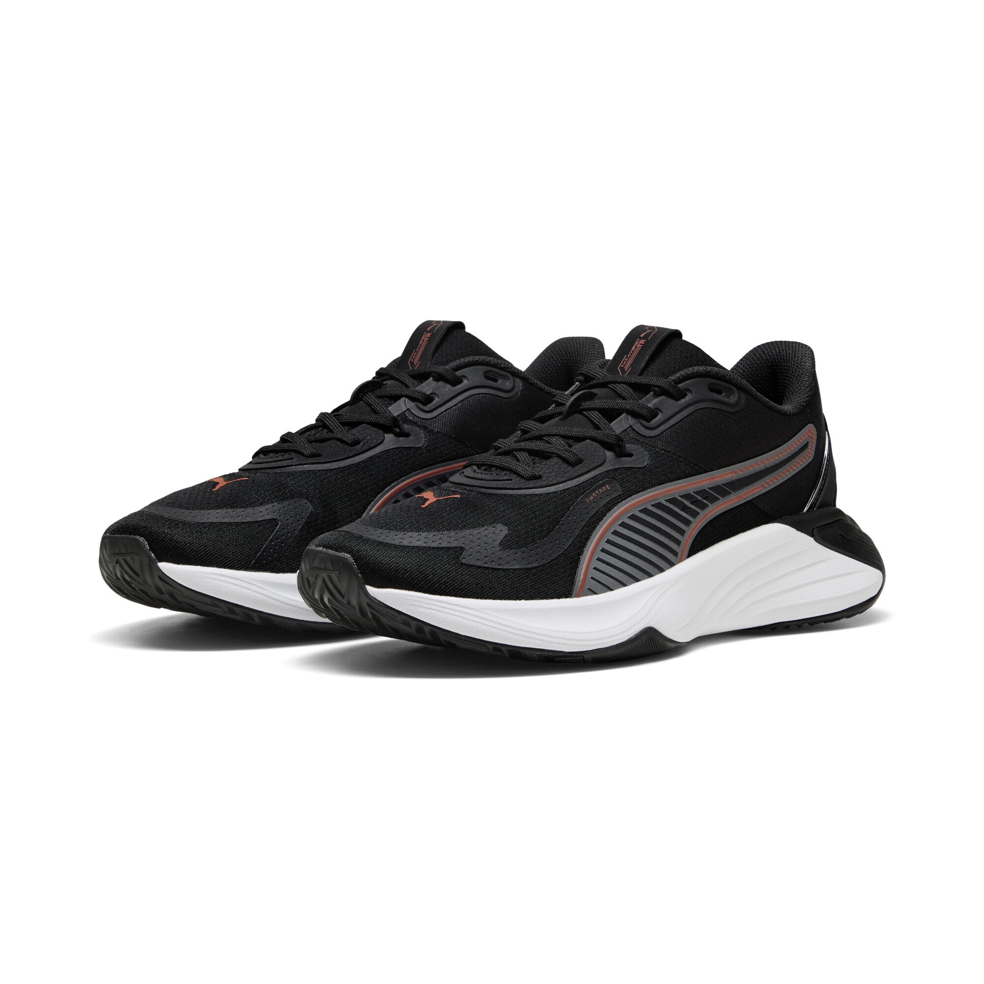 Trainingsschuh PUMA "PWR Hybrid Trainingsschuhe Erwachsene", Damen, Gr. 43, schwarz cool schwarz gray amarena orange, Obermaterial: Textil, Synthetik; Futter: Textil; Innensohle: Textil; Laufsohle: Gummi, Schuhe