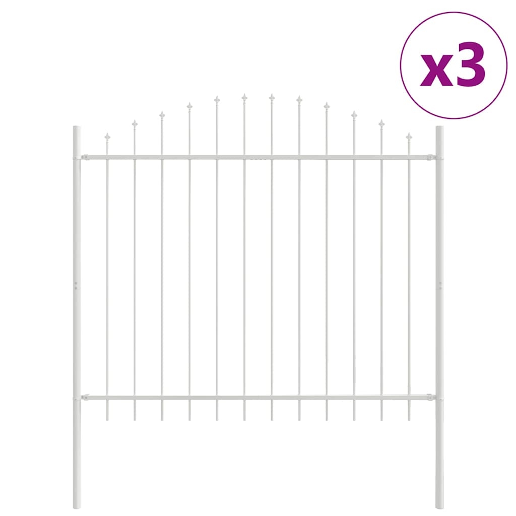 vidaXL Gartenzaun 3 pcs Weiß 170 x 165 cm Pulverbeschichteter Stahl Image