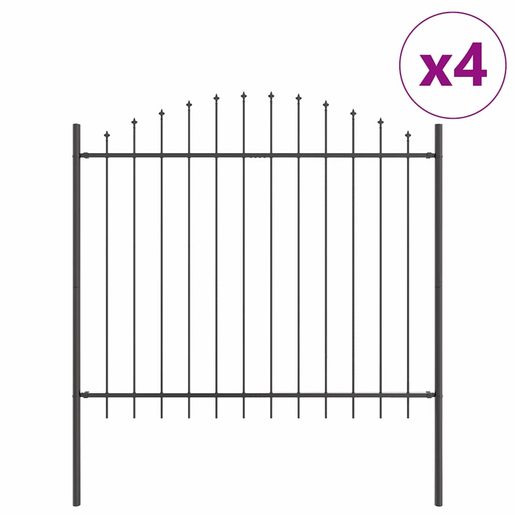 vidaXL Gartenzaun 4 pcs Grau 170 x 190 cm Pulverbeschichteter Stahl Image
