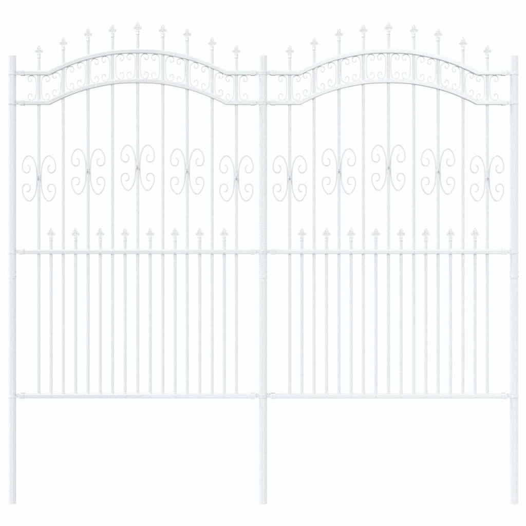 vidaXL Gartenzaun Weiß 240 x 228 cm Pulverbeschichteter Stahl Image