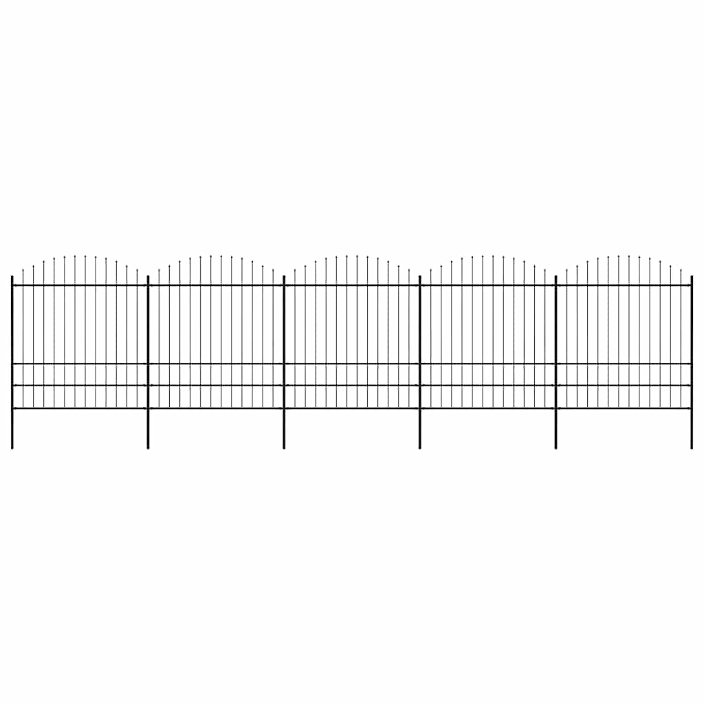 vidaXL Gartenzaun mit Speerspitze Stahl 892,5 x 200 cm Schwarz Image