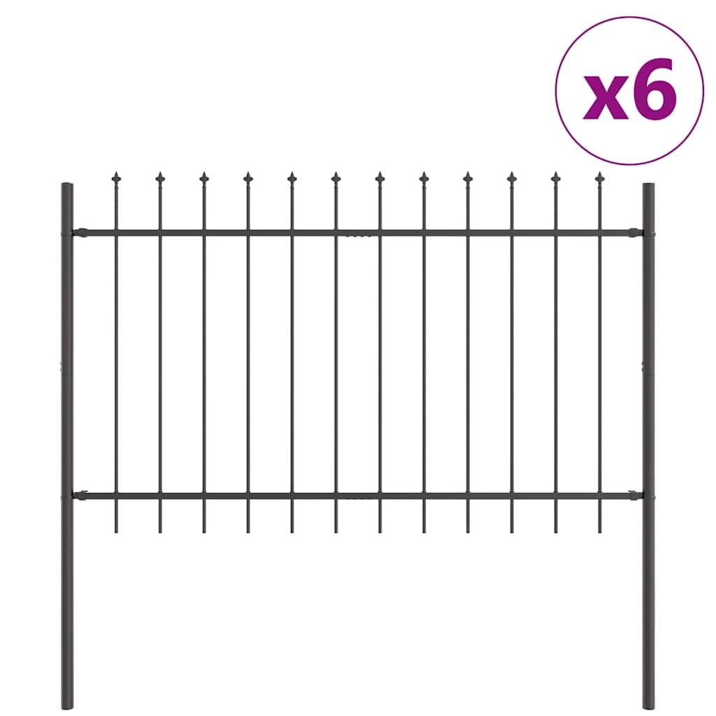 vidaXL Gartenzaun 6 pcs Grau 10,2 x 1,2 m Pulverbeschichteter Stahl Image