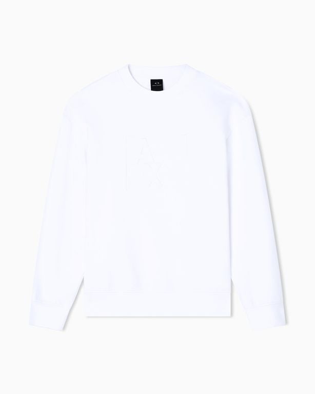 Sweatshirt With Embossed Logo - White - ARMANI EXCHANGE Sweats