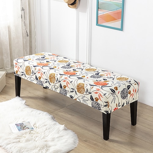 Banküberzug mit geometrischem Pflanzenmuster aus Mikrofaser-Stretchmaterial, elastischer, staubdichter Bankschutz Image