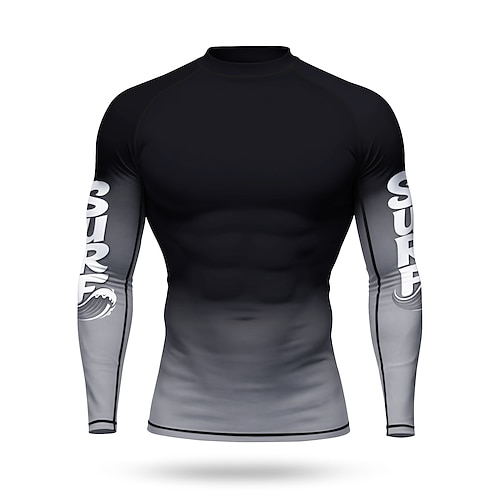 Herren Standard Anti UV Shirt T-Shirt zum Schwimmen Alphabet Farbverlauf Farbblockierung UPF50 UV Schutz Schnelltrocknend Langarm Bademode Schutz gegen Hautausschlag Surfen Kanufahren Strand Sommer Image