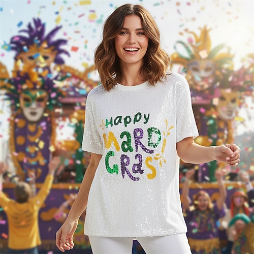 Mardi Gras 2026 Karneval Faschingskostüme Party / Abend Glitzern Lustig Pailletten Erwachsene Damen Karneval Party Einfaches Karnevalskostüm Verkleiden Image