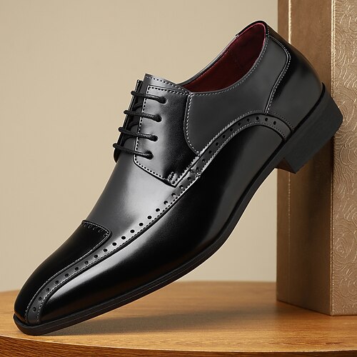 Elegante Herren-Businessschuhe aus Kunstleder – moderne und stilvolle Büro- und Hochzeitsschuhe in Burgunderrot Image