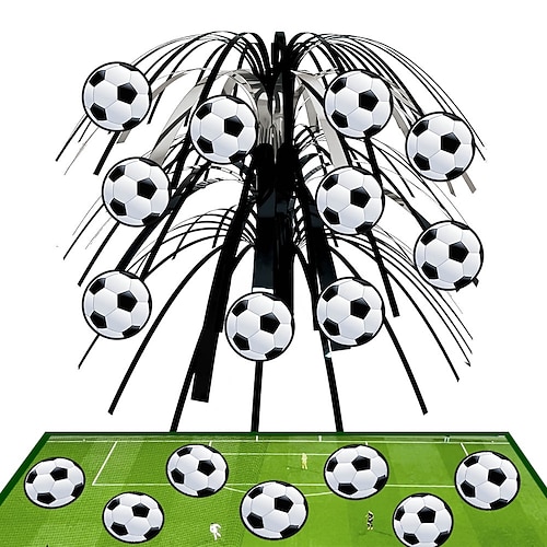 2er-Pack Fußball-Tischdekoration, 3D-Fußball-Kaskaden-Tischdekoration, Sport-Geburtstagsdeko für Jungen und Kinder, WM-Spieltagsdeko Image