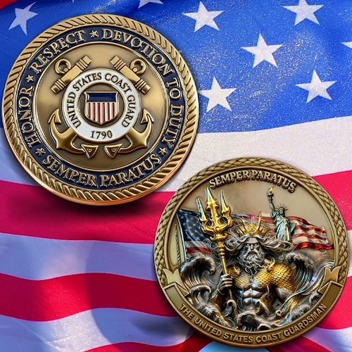 U.S. Coast Guard Gedenk-Münze 250. Jubiläums-Metall Challenge Coin patriotischer Militärsammlerartikel Ehrung Dienst Tribute Geschenk für Veteranen aktive Pflicht Sammler Semiquincentennial Image