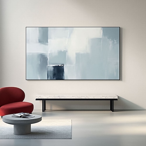 Handgemaltes Ölgemälde, abstraktes blaues Wandbild für das Wohnzimmer, großformatige abstrakte Leinwandwanddekoration, Fantasiegemälde mit blauem Hintergrund, moderne Kunstdekoration Image
