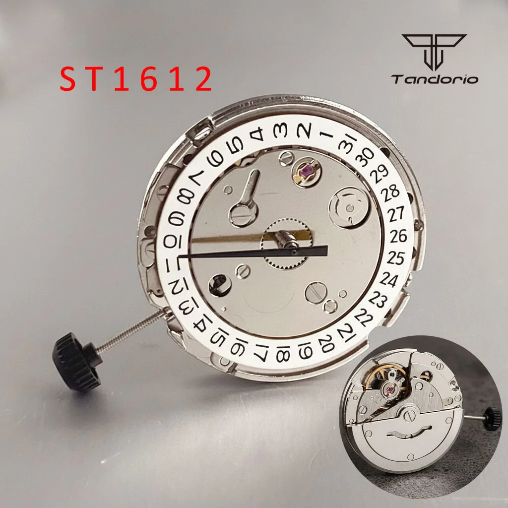 ST1612 Mechanisches Automatikuhrwerk 21600 VPH Hohe Genauigkeit 21 Juwelen Möwenmechanismus Weißes Datumsrad Armbanduhrteile Image