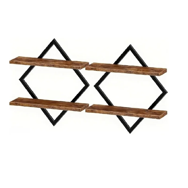 【 WEIHNACHTEN 】 2er-Set, Wandregale, 2-stöckige Hängeregale für Wohnzimmer, Wandregal-Set mit 2 Stück, Wandregale Image