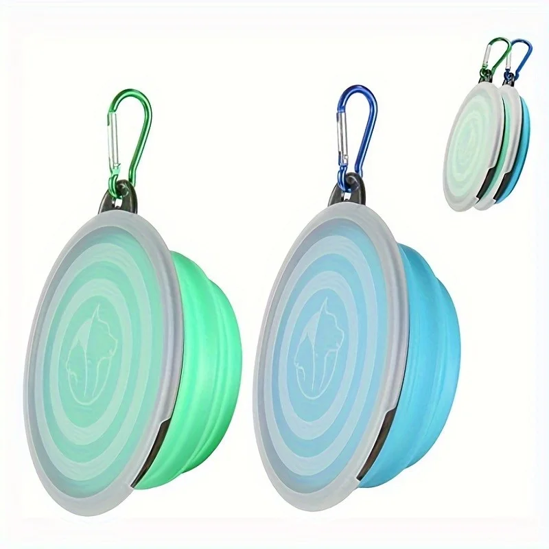 1 Stück Hundenäpfe, zusammenklappbare Schüssel für Haustiere mit Deckel, Futternapf für Katzen und Hunde. Hunde-Reiseschüsseln, tragbare faltbare Wasserschale Image