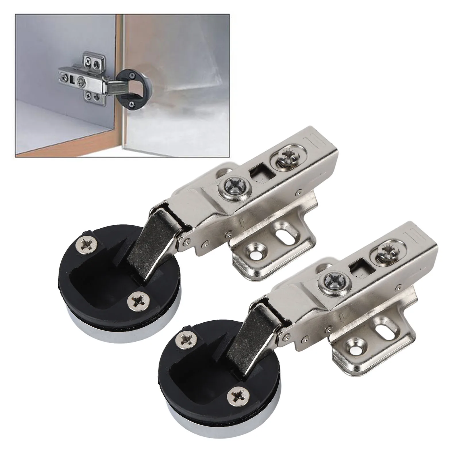 2Set Edelstahl 201 Schrank Glastür Scharnier 35 Tasse Glastür Dämpfung Pufferscharnier