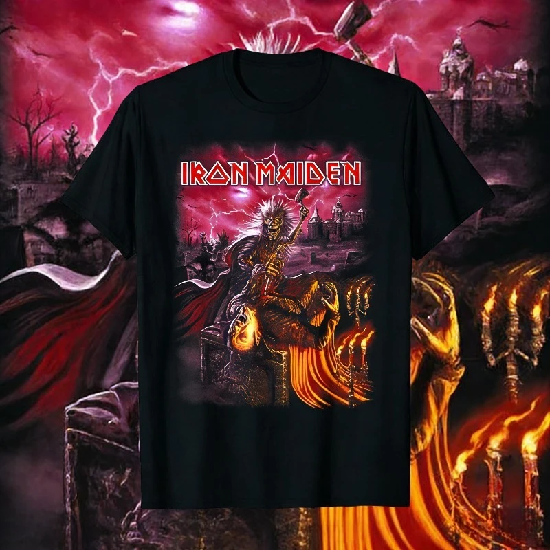 2025 Summer Iron Maiden Somewhere in Time 100 % reine Baumwolle bedrucktes T-Shirt Eddie Cyborg Vintage Rock Band Tee MOTO