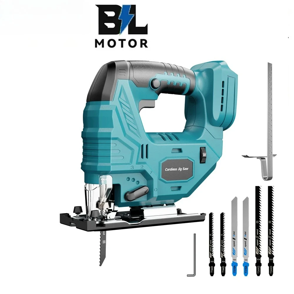 Cordless Electric Jig Saw With Wrench Guide Ruler Saw Blade Scroll Saw Multi-function Woodworking Cut Tool For Makita Battery