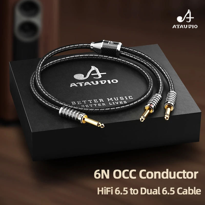 HiFi OCC versilbertes 6,35 Audiokabel Stereo 6,35 mm TRS zum Splitter Dual 6,35 mm TS-Mono-Kabel für Verstärker-Lautsprecher Image