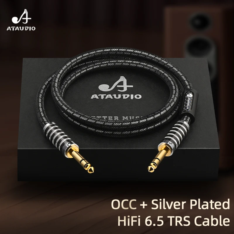HiFi 6N OCC versilbertes TRS 6,35 mm 1/4 Zoll Stecker auf Stecker Stereo-Audiokabel für Verstärker-Gitarren-Mischkonsole Image