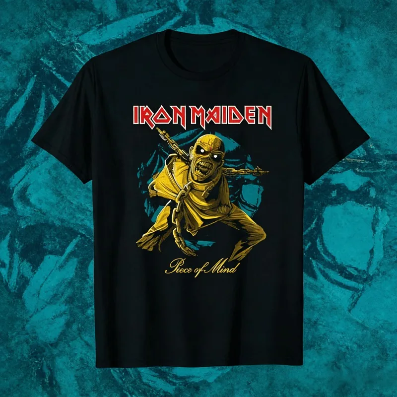 2025 Summer Iron Maiden Somewhere in Time 100 % reine Baumwolle bedrucktes T-Shirt Eddie Cyborg Vintage Rock Band Tee MOTO