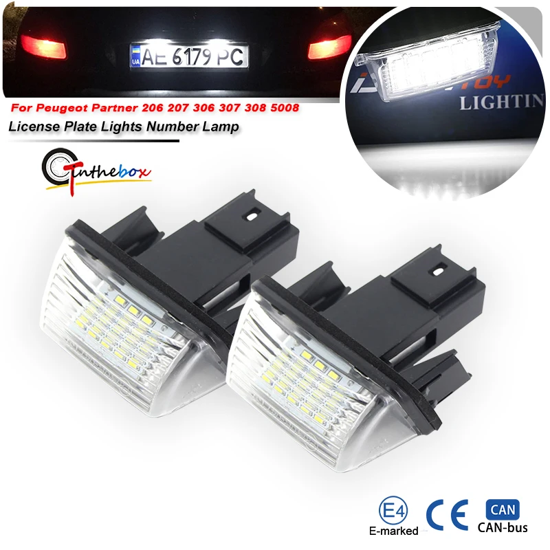 Per Peugeot Partner 206 207 306 307 308 5008 LED Numero di Licenza Auto Luce Targa Per Citroen C3 C4 C5 BERLINGO Saxo Xsara Picasso
