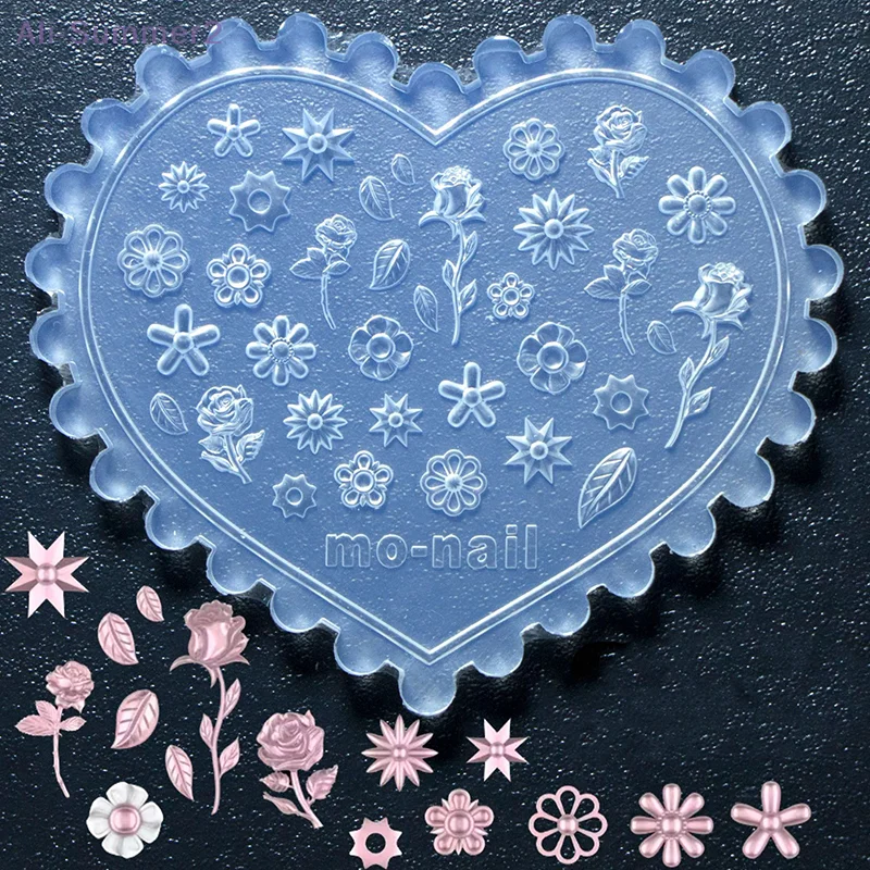 {MX} 3D Herz Silikon Nail art Form Rose Bowknot Kaninchen Schmetterling Stempel Form DIY Maniküre Dekorationen Schmuck Machen Werkzeuge Image