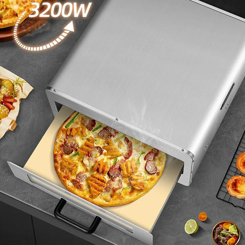Tragbarer elektrischer Pizzaofen aus Edelstahl mit großer Kapazität, Steak-Brotofen, Pizzaofen für den Hausgebrauch Image