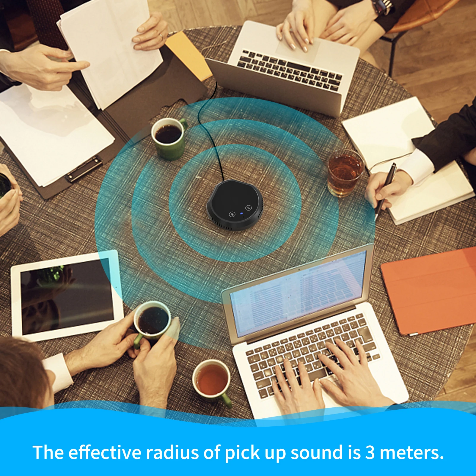 Desktop-USB-Konferenz-Freisprechmikrofon 360° ° Spielen Sie PC-Computer-Mikrofon, unterstützt BT-Lautsprecher, Touch-Sensor-Tastenfunktion Image