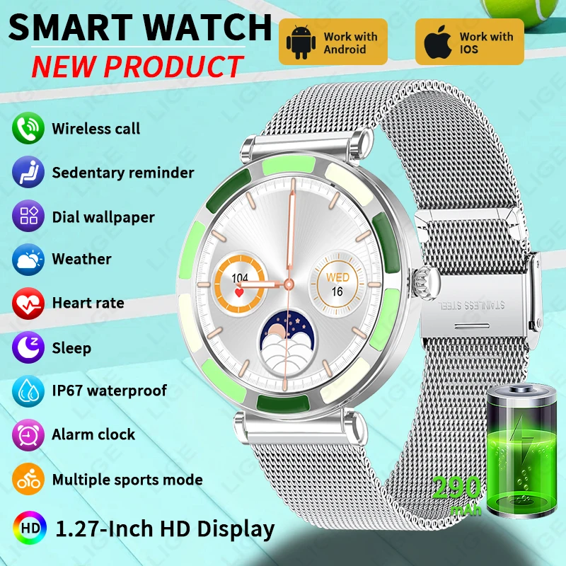 LIGE Neue Dame Mode Smart Uhr Frauen HD Bildschirm Sport Herzfrequenz Bluetooth Anruf Wasserdichte Outdoor Smartwatch Für Android iOS Image
