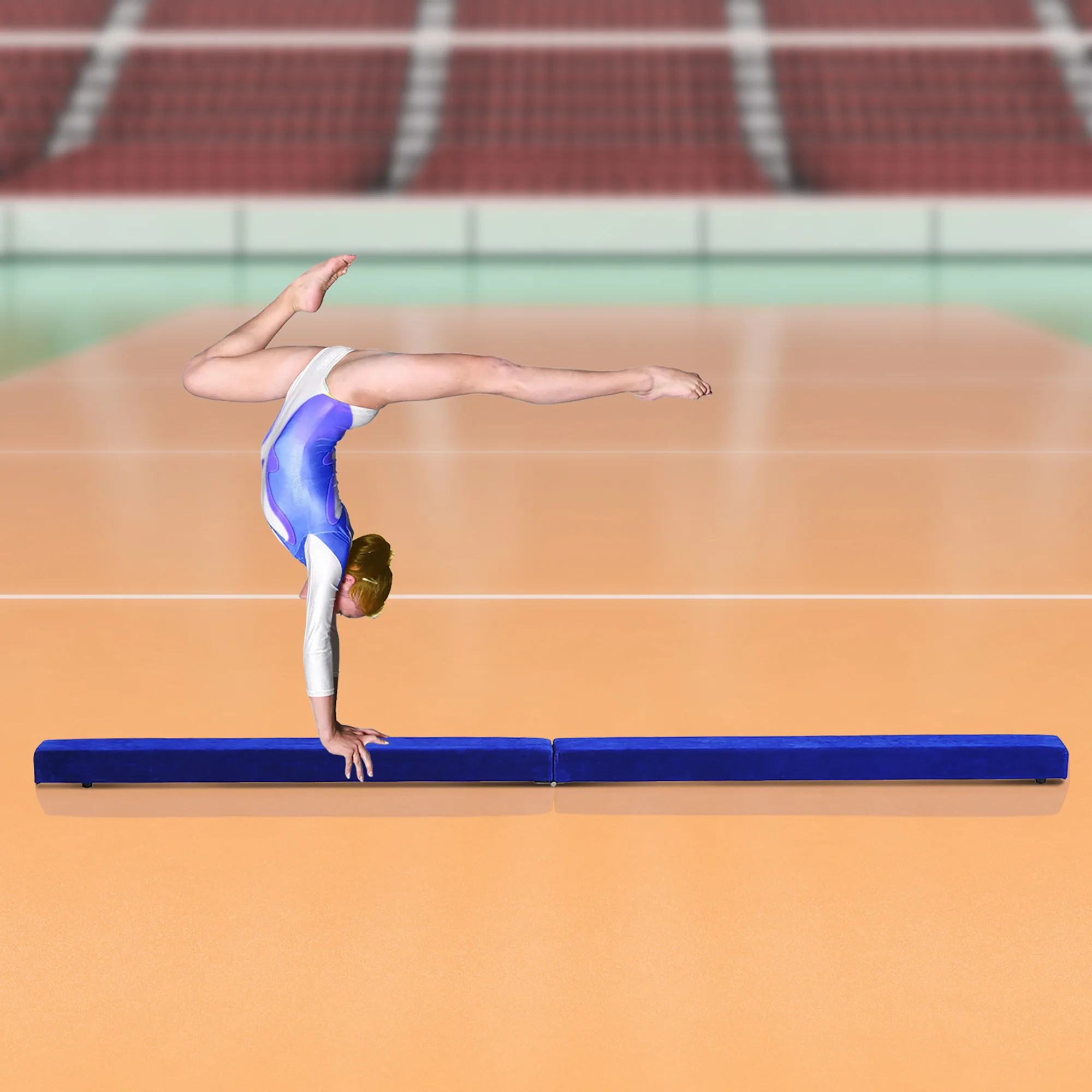 Schwebebalken, faltbarer Gymnastikbalken für den Innen- und Außenbereich, 210 cm, bis 120 kg, blau, ideal für Gymnastik und Training Image