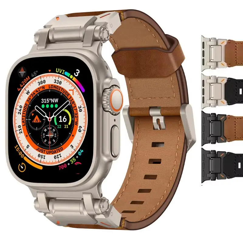 Lederarmband für Apple Watch Ultra 2 3 49 mm Armband für Apple Watch Band Serie 11 10 46 mm SE3 9 8 45 mm 44 mm 42 mm Correa Image