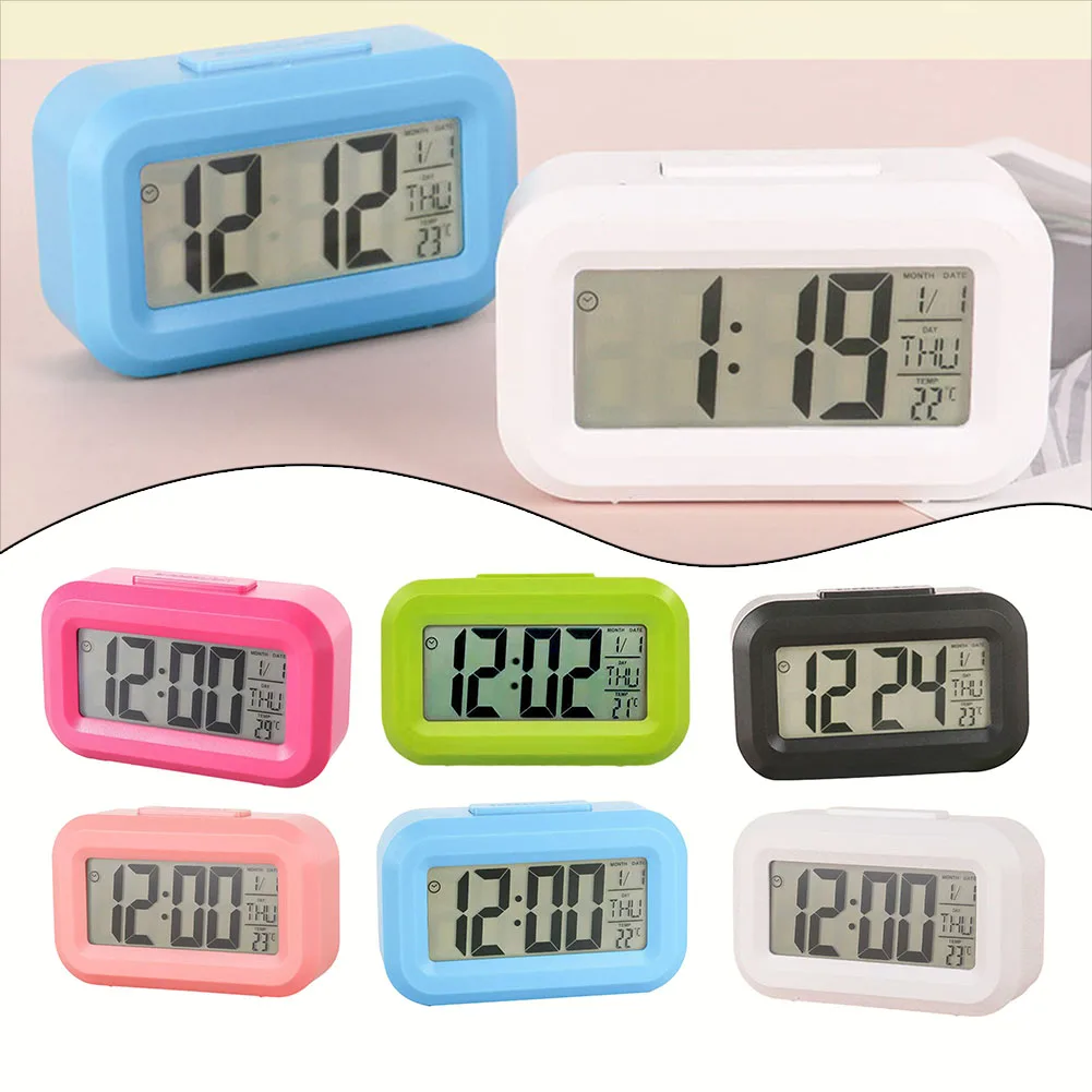 1 stücke LED Digital Wecker Elektronische Alarm Bildschirm 9x2,5x5,5 cm Desktop Tisch Uhr Für Büro hintergrundbeleuchtung Snooze Kalender Uhren Image