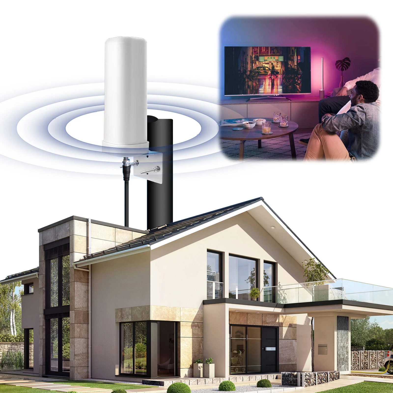 600-Meilen-Digital-TV-Antenne für den Außenbereich, verschleißfest, HDTV-Digitalantenne, Signalverstärkte TV-Antenne für HDTV mit DAB/FM-Radio Image