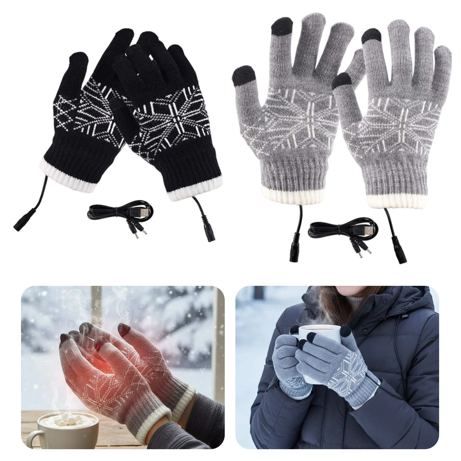 Elektrisch beheizte USB-Handschuhe, winddicht, Touchscreen-Handwärmer, verschleißfest, Motorrad-Thermohandschuhe für Outdoor-Camping, Wandern