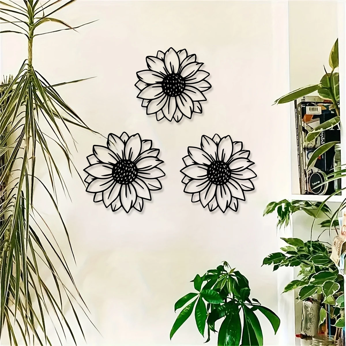 1 Stück/3 Stück neues Design Metall Sonnenblume Außenwanddekoration, rustikale Gartenornament zum Aufhängen von Zaun, Zuhause, Wohnzimmer, Schlafzimmer